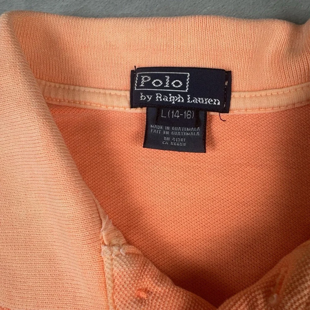 Polo Ralph Lauren Polo Shirt Youth Large 14-16 Orange Short Sleeve Cotton Casual - Picture 5 of 7